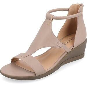 Journey Collection Women's Trayle Wedge Sandal Size 7.5M Taupe New